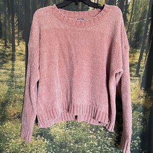 Aerie Dusty Rose Sparkley Crew Neck Sweater